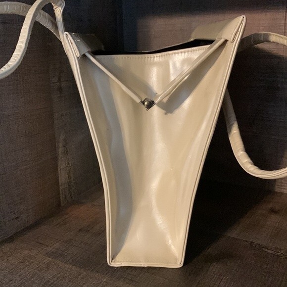 LENOX BAGS VINTAGE PURSE **RARE*** white/ivory - brown inside. BONE LEATHER - Picture 6 of 10